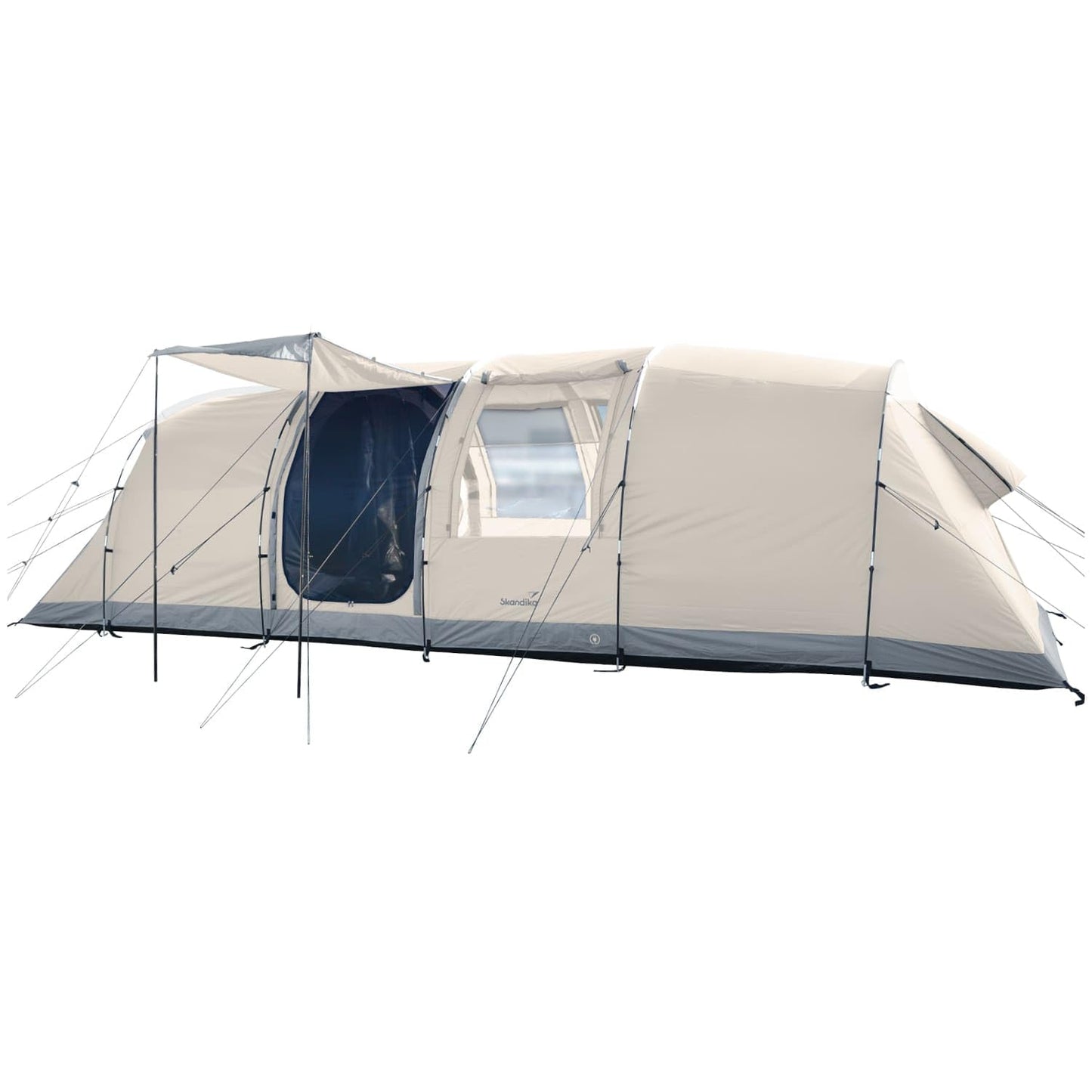 Skandika Casablanca 8 Sleeper Protect Tienda de campaña túnel| 2 cabinas para Dormir, Sleeper Technology, Suelo Cosido, Columna de Agua de 3000 mm, Altura de 2 m, mosquitera (Beige)