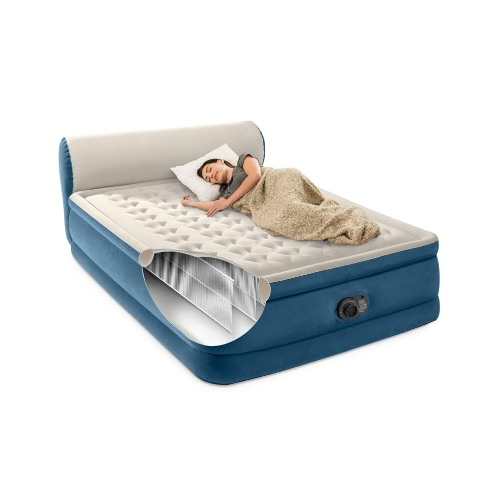 wow airbed Silky Bed Cama Hinchable Doble 229x152x79 cm – Autoinflable con Bomba Eléctrica Integrada, Comodidad Ergonómica, Cabecero Alto y Bolsa de Transporte – Visto en TV