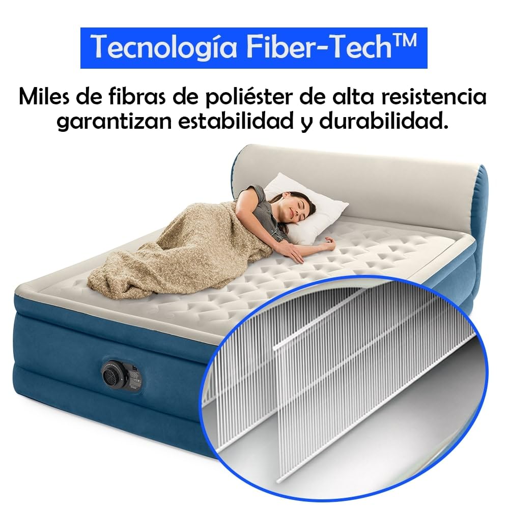 wow airbed Silky Bed Cama Hinchable Doble 229x152x79 cm – Autoinflable con Bomba Eléctrica Integrada, Comodidad Ergonómica, Cabecero Alto y Bolsa de Transporte – Visto en TV