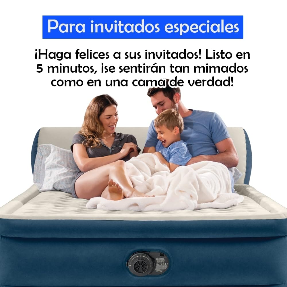 wow airbed Silky Bed Cama Hinchable Doble 229x152x79 cm – Autoinflable con Bomba Eléctrica Integrada, Comodidad Ergonómica, Cabecero Alto y Bolsa de Transporte – Visto en TV