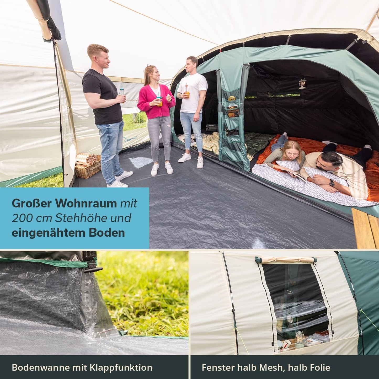 Skandika Tienda de campaña túnel Hafslo 5 Sleeper Protect | para 5 Personas, tecnología Sleeper, toldo Canopy, Columna de Agua 5000 mm