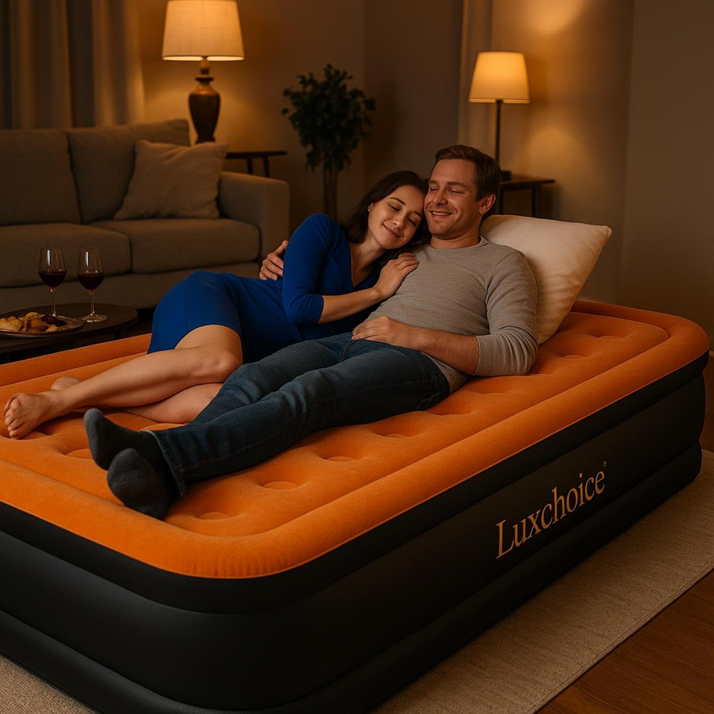 Luxchioce Cama de Aire Colchón de Aire Autoinflable con Bomba Eléctrica Cama de Invitados Premium Colchón Inflable para Camping o Uso Doméstico