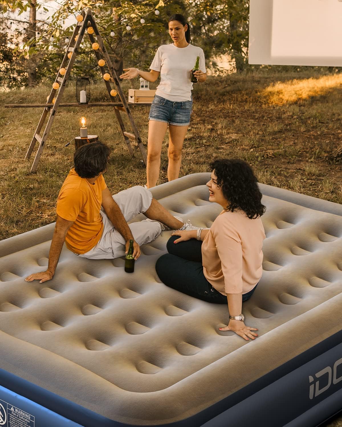iDOO Colchón Hinchable, Cama Hinchable con Bomba de inflado incorporada.Rápido inflado y desinflado en Tan Solo 3 Minutos,para el hogar, 137x193x46cm, Peso máximo:295kg, Cama Matrimonial