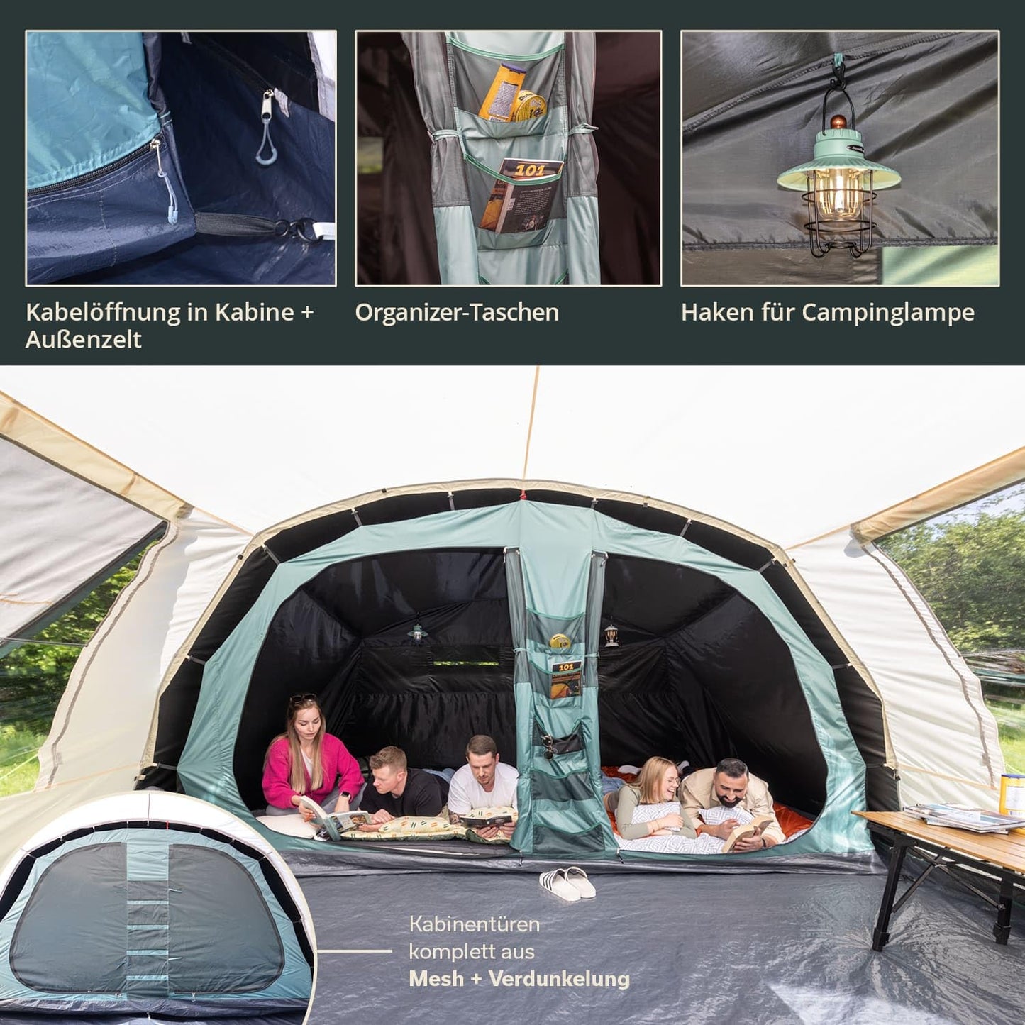 Skandika Tienda de campaña túnel Hafslo 5 Sleeper Protect | para 5 Personas, tecnología Sleeper, toldo Canopy, Columna de Agua 5000 mm