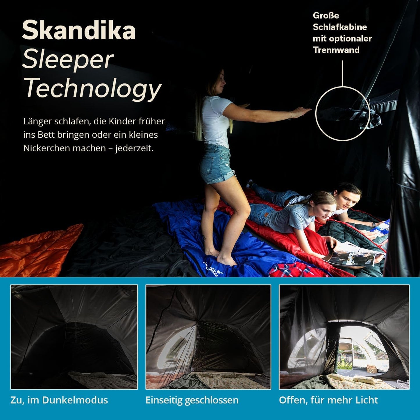 Skandika Tienda de campaña túnel Hafslo 5 Sleeper Protect | para 5 Personas, tecnología Sleeper, toldo Canopy, Columna de Agua 5000 mm