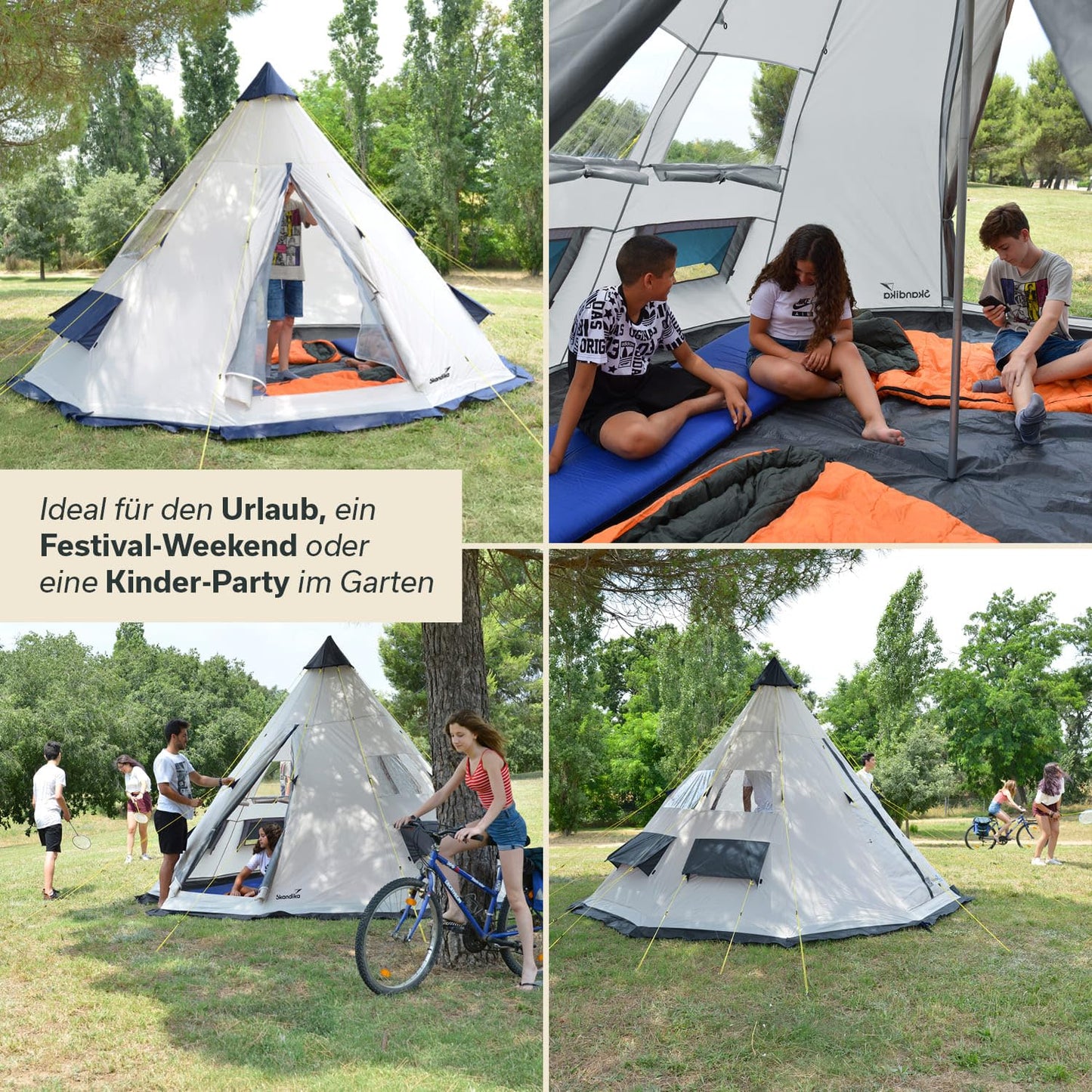 Skandika Tipi Goathi 365 Protect - Tienda de campaña Tipo India - 6 Personas - diámetro 365 cm - Columna de Agua 3.000 mm - Altura 250 cm