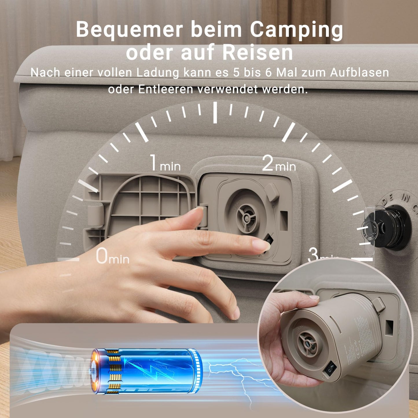 Luxchoice Cama de Aire para 2 Personas Colchón de Aire Autoinflable con Bomba PortáTil y Antidesgaste y Antiruido Tejido de Primera Calidad Colchón Inflable para Camping O Uso DoméStico