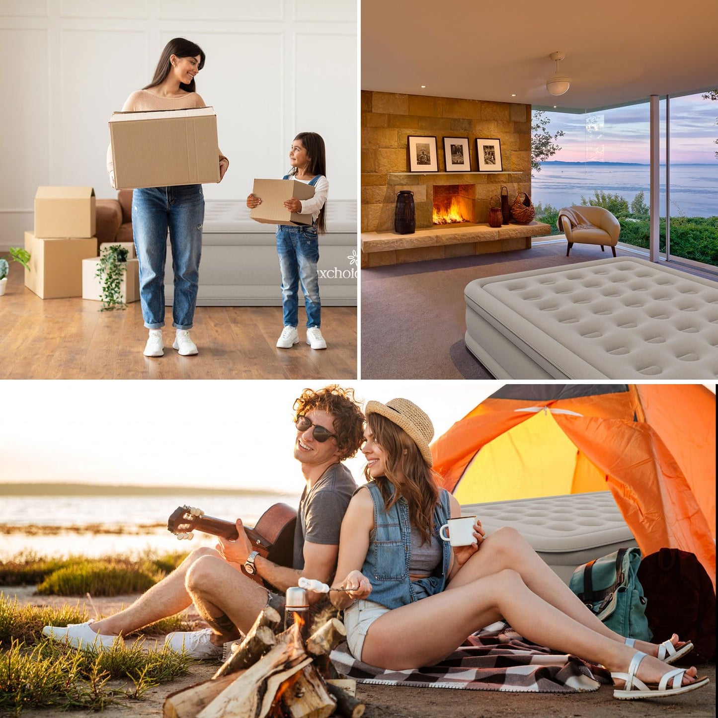 Luxchoice Cama de Aire para 2 Personas Colchón de Aire Autoinflable con Bomba PortáTil y Antidesgaste y Antiruido Tejido de Primera Calidad Colchón Inflable para Camping O Uso DoméStico