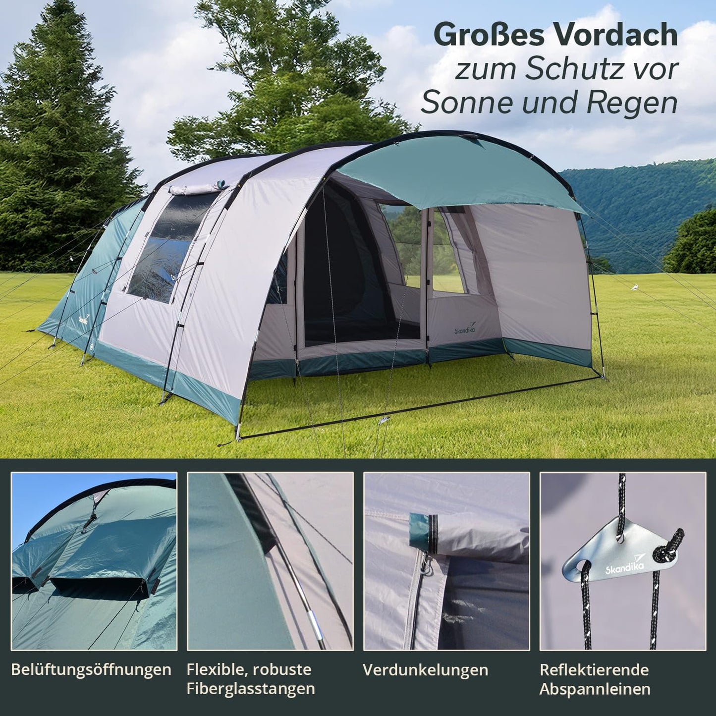 Skandika Tienda de campaña túnel Hafslo 5 Sleeper Protect | para 5 Personas, tecnología Sleeper, toldo Canopy, Columna de Agua 5000 mm