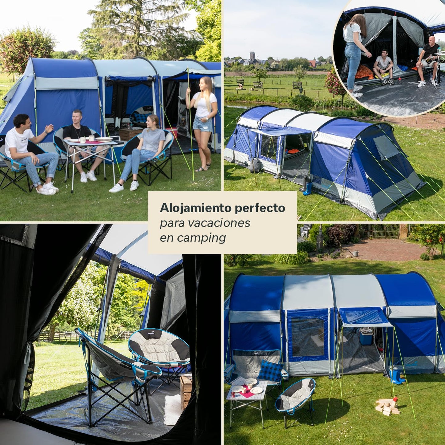 Skandika Montana Sleeper - Tienda de campaña Familiar para 8-10 Personas - cabinas oscuras para Dormir - Columna de Agua de 5.000 mm (Protec Sleeper 8 pers.)