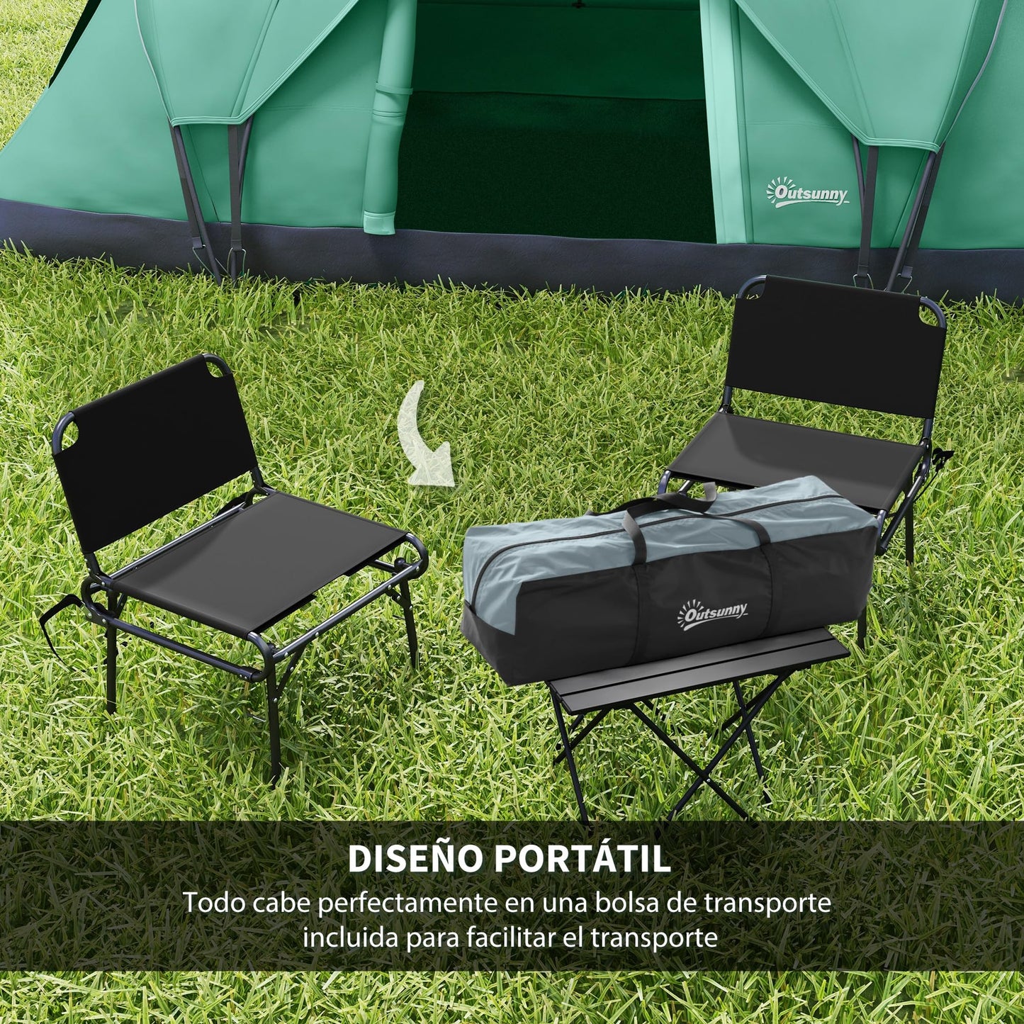 Outsunny Tienda de Campaña Familiar para 5-6 Personas Tienda de Acampada de Túnel Impermeable 3000mm+ Tienda de Camping con Bolsa de Transporte y Gancho para Pescar Senderismo 455x220x180 cm Verde
