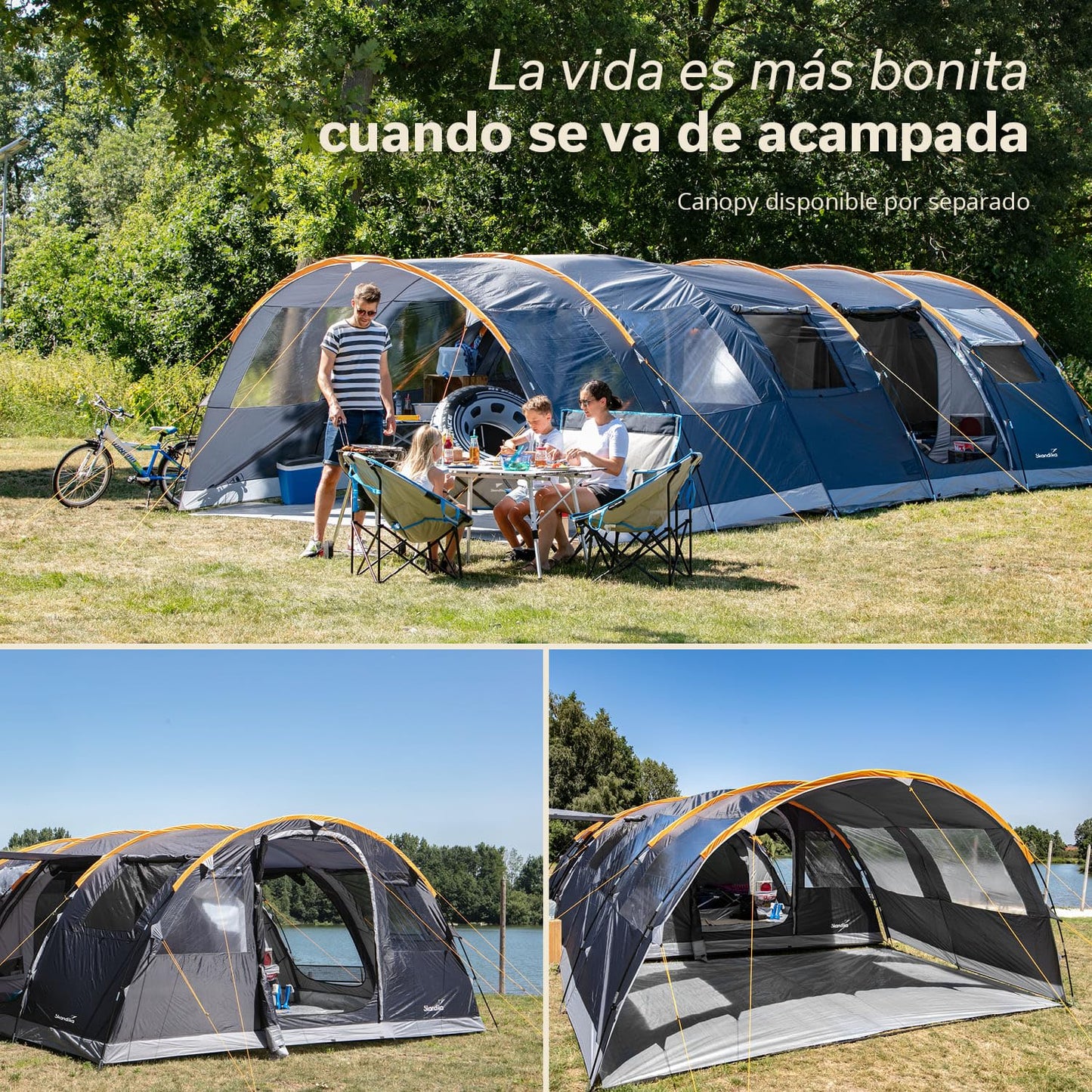 Skandika Gotland 6 - Tienda de campaña Familiar - mosquiteras - Suelo Cosido en Forma de bañera - túnel (Gris)