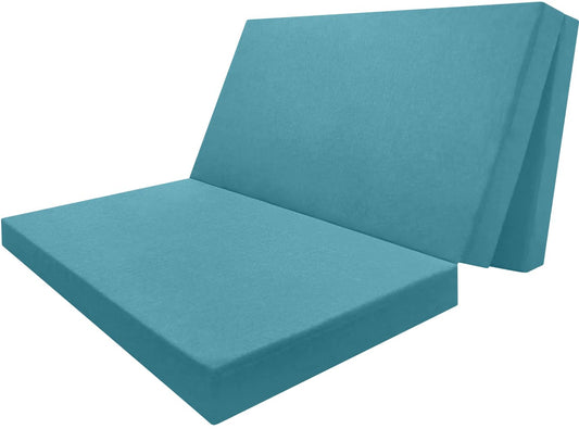 DecorQUALITY - Colchon Plegable Camper, Colchón con Espuma Plegable – para Furgonetas Camper, Cama Invitados, Camión o Caravana (Turquesa 120 x190 x10 cm)