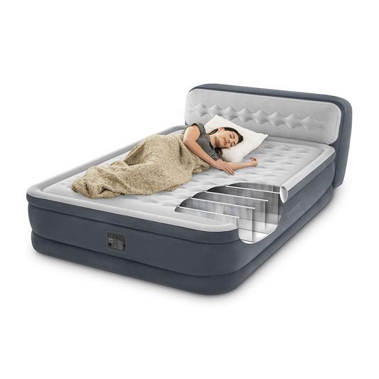 INVOGA Colchón Hinchable Doble Deluxe Wave 152x236x86cm | Tecnología FiberTech Autoinflable | Bomba Eléctrica Incorporada | Cama Plegable Ideal para Camping y Hogar