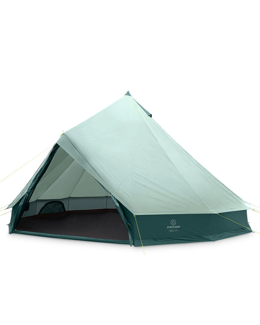 Tienda Tipi JUSTCAMP Bell 12 para Grupos, familias o Camping hasta 12 Personas, Menta