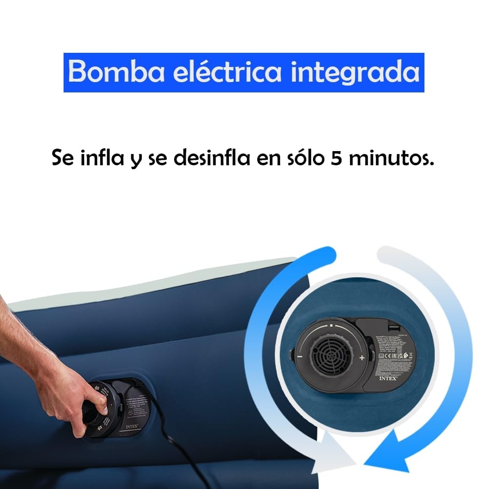 wow airbed Silky Bed Cama Hinchable Doble 229x152x79 cm – Autoinflable con Bomba Eléctrica Integrada, Comodidad Ergonómica, Cabecero Alto y Bolsa de Transporte – Visto en TV