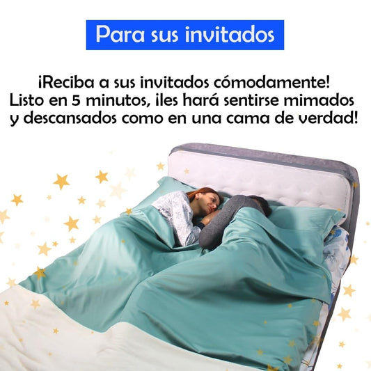 INVOGA Colchón Hinchable Doble Deluxe Wave 152x236x86cm | Tecnología FiberTech Autoinflable | Bomba Eléctrica Incorporada | Cama Plegable Ideal para Camping y Hogar