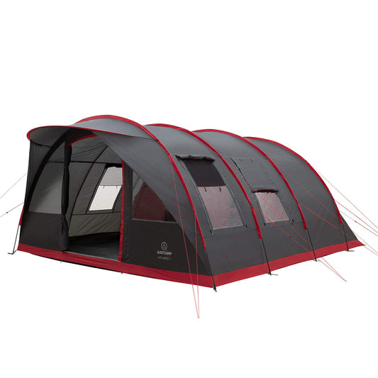 JUSTCAMP Atlanta 7 Tienda Familiar, Tienda Tunel para 7 Personas, Altura en pie, Suelo Cosido - Gris