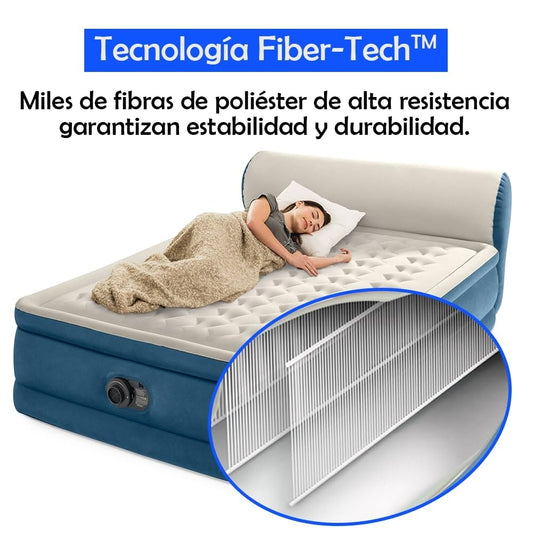 wow airbed Silky Bed Cama Hinchable Doble 229x152x79 cm – Autoinflable con Bomba Eléctrica Integrada, Comodidad Ergonómica, Cabecero Alto y Bolsa de Transporte – Visto en TV