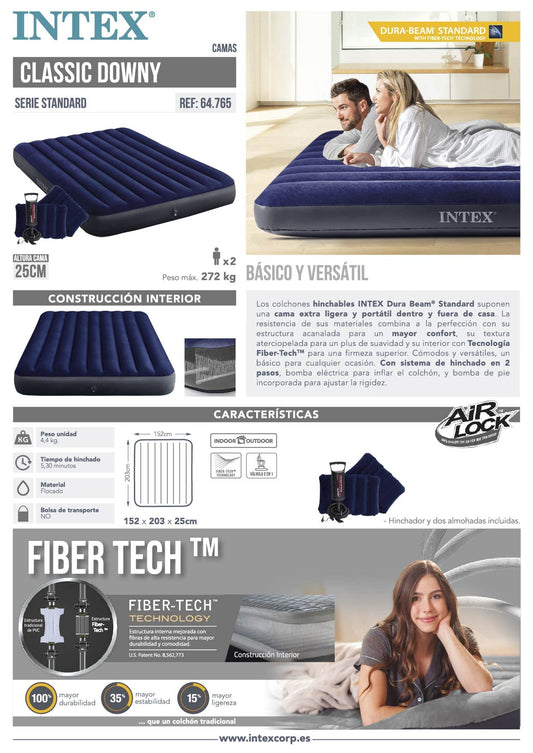 Intex Cama de aire Dura, Beam Standard modelo Classic Downy (64765)