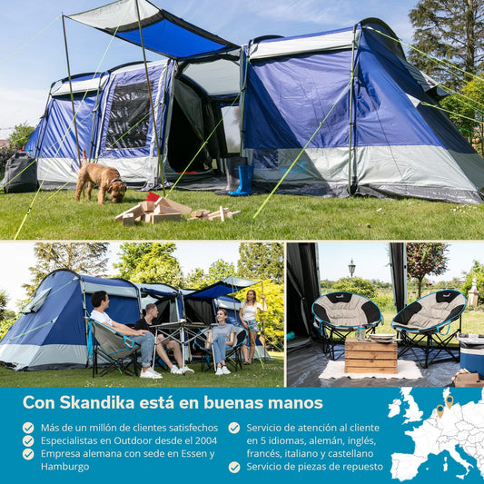 Skandika Montana Sleeper - Tienda de campaña Familiar para 8-10 Personas - cabinas oscuras para Dormir - Columna de Agua de 5.000 mm (Protec Sleeper 8 pers.)