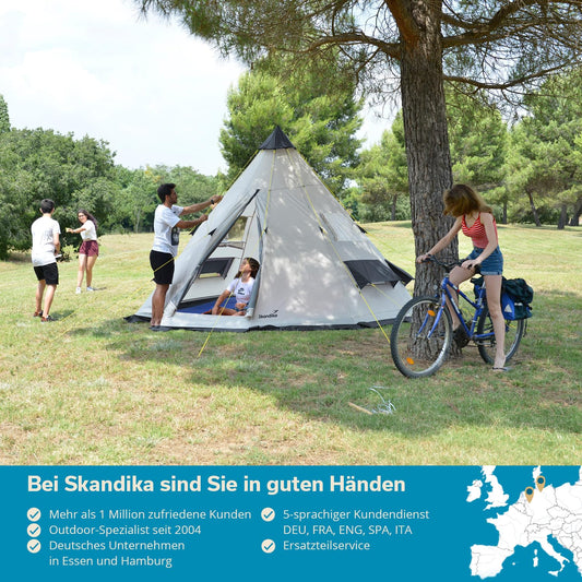 Skandika Tipi Goathi 365 Protect - Tienda de campaña Tipo India - 6 Personas - diámetro 365 cm - Columna de Agua 3.000 mm - Altura 250 cm