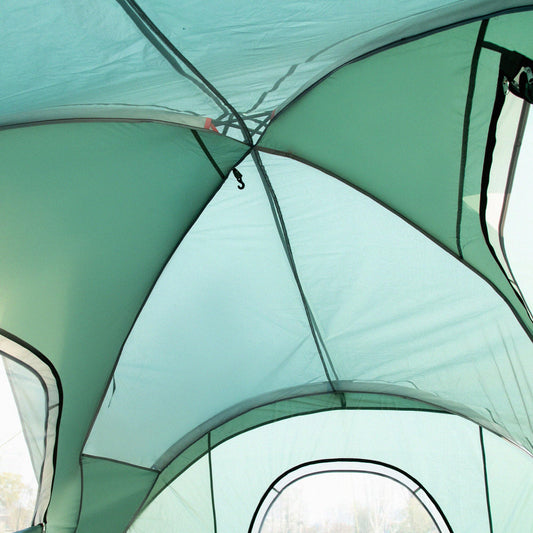 Outsunny Tienda de Campaña Familiar para 5-6 Personas Tienda de Acampada de Túnel Impermeable 3000mm+ Tienda de Camping con Bolsa de Transporte y Gancho para Pescar Senderismo 455x220x180 cm Verde